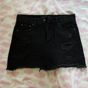 Black jean skirt distressed ripped like new